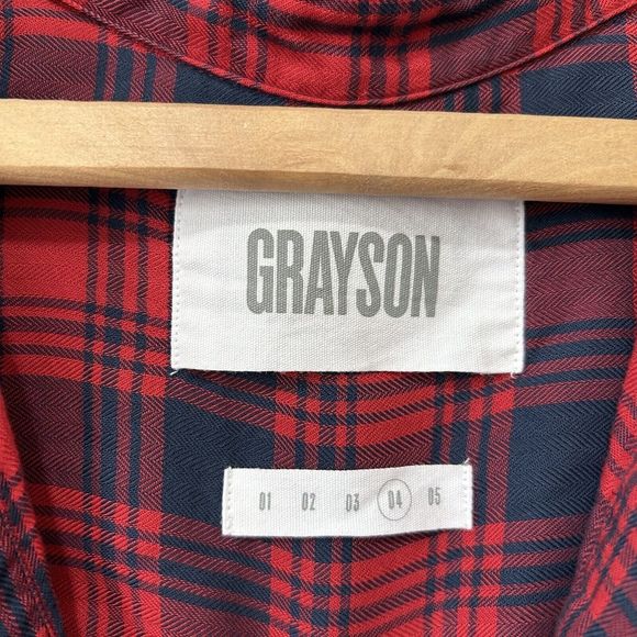 Grayson The Hero Anthroplogie Plaid Flannel Red and Blue Button Front Large 04 - Picture 6 of 12